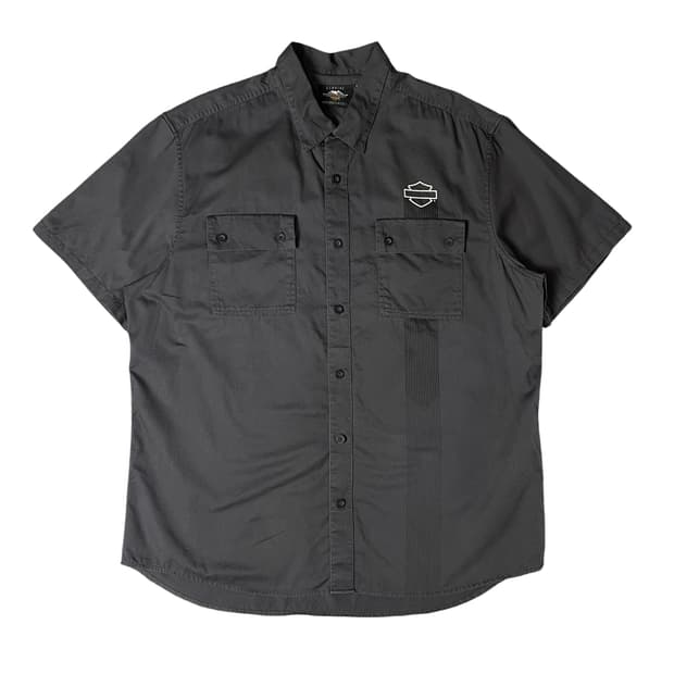 할리데이비슨 차콜 로고 투포켓 반팔 셔츠 L