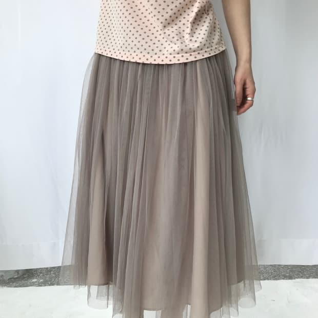 핑크 베이지 샤 스커트