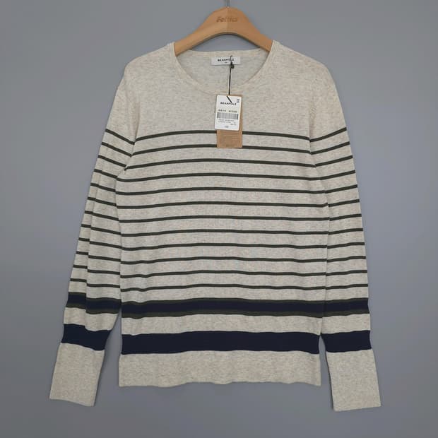 새제품) 빈폴 BEANPOLE 단가라 스트라이프 면 니트 100