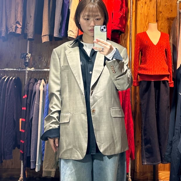 L YSL 입생로랑 클래식 투버튼 골드베이지 블레이저