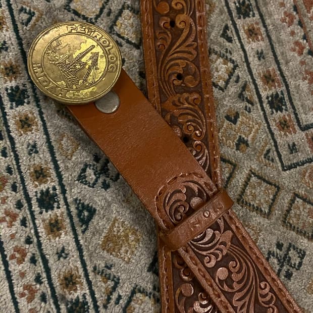 빈티지 패턴 가죽 벨트 브라운 #csz2412