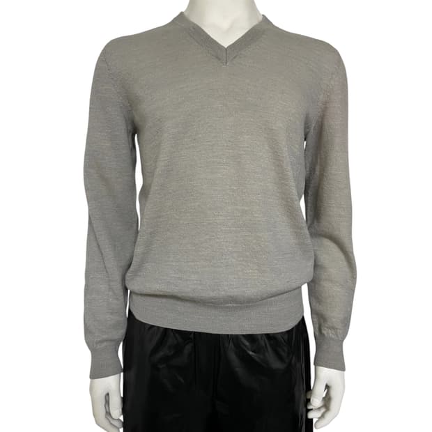 elbow patch v-neck knit