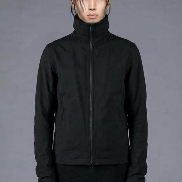 트러블드 워터스 글로브 하이넥 더블집업 면 자켓