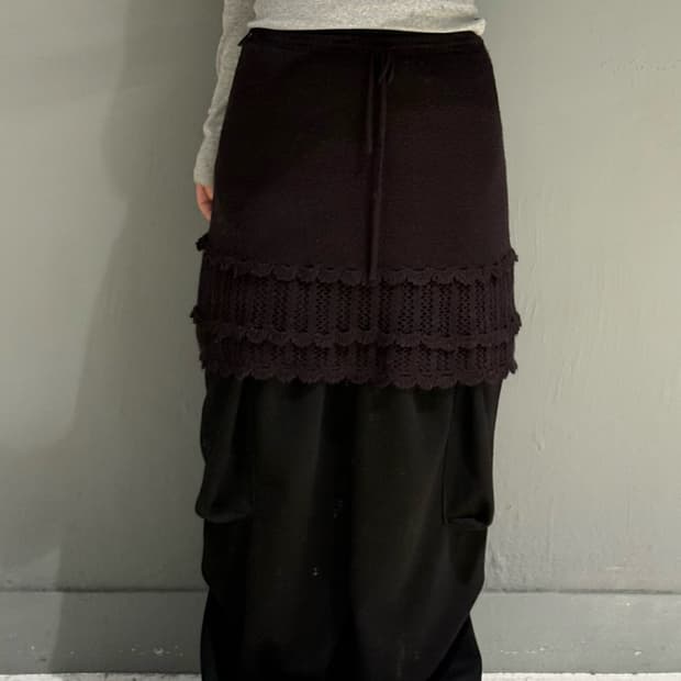 purple🍇 crochet line detail knit skirt