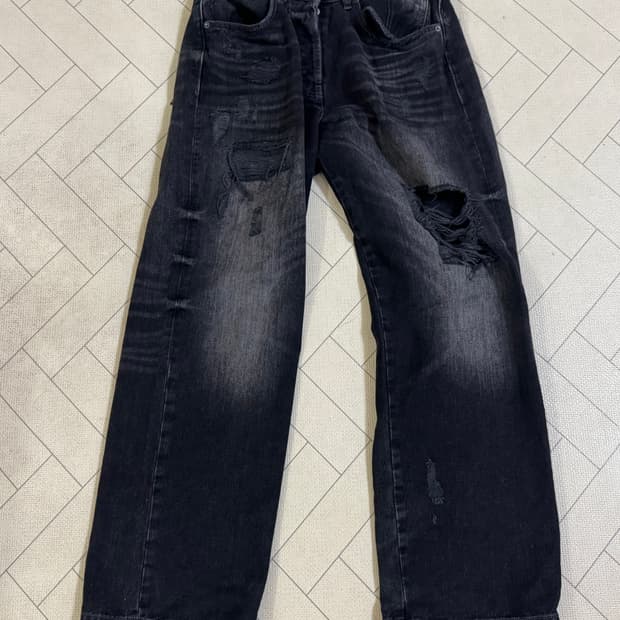 자라 zara 와이드 흑청 데님 배기진