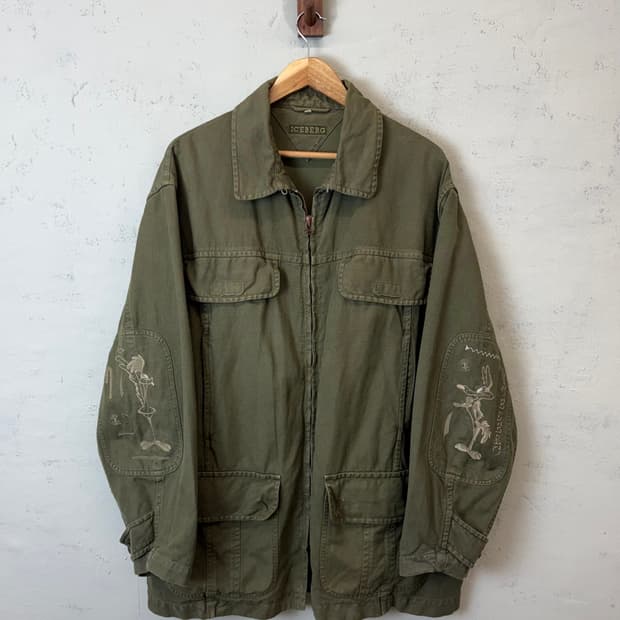 아이스버그 빈티지 암 자수 필드자켓