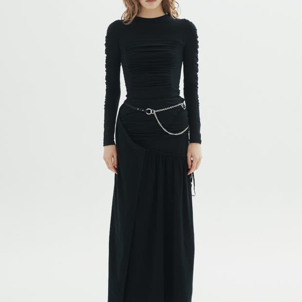 OPEN YY RUCHED WRAP MAXI SKIRT