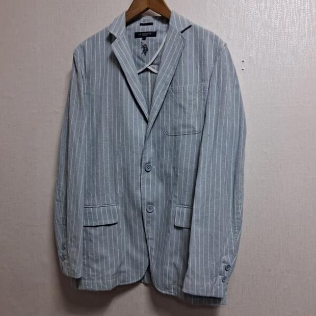 US POLO ASSM  라이트블루 린넨혼방 내츄럴면쟈켓 남성 슬림100