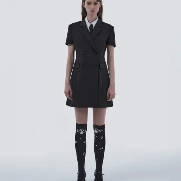 마우솔레움 젠 하프슬리브 수트 자켓 드레스-블랙 s