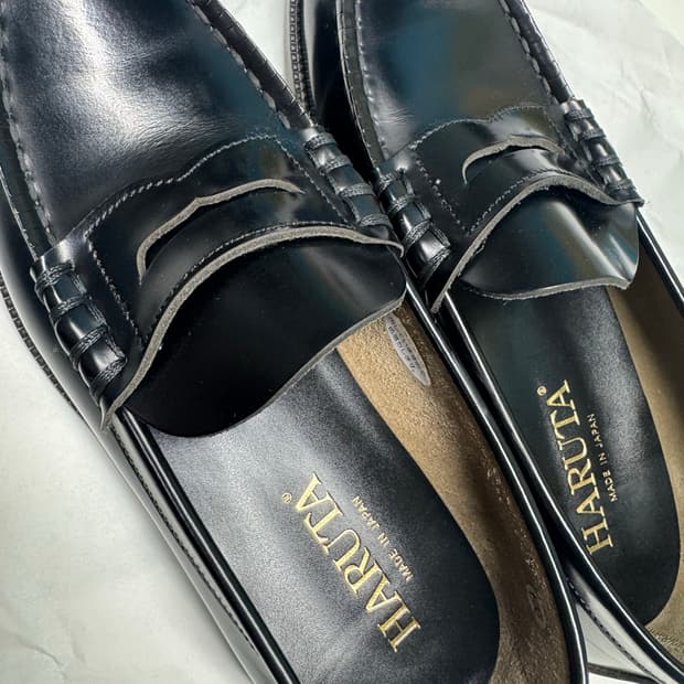 하루타 남성용 소가죽 페니로퍼 HS-906_BLACK