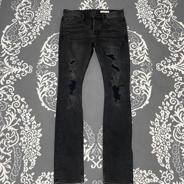 AllSaints Distressed Black Denim Pants