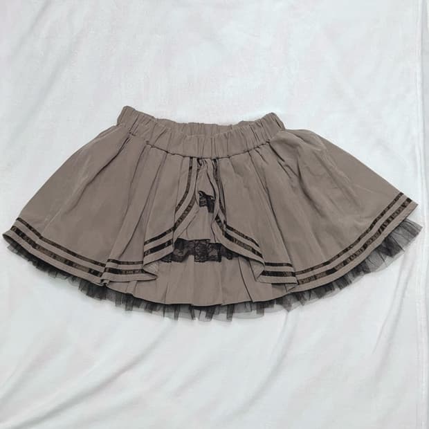 트랄라라 초코 브라운 레이스 스커트 치마 라떼 히메 갸루 러블리 큐롯
