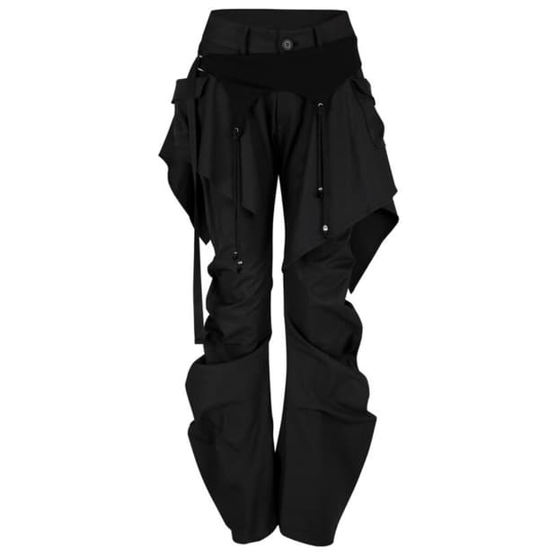 카시코 바지 Layered Strap Pants Black