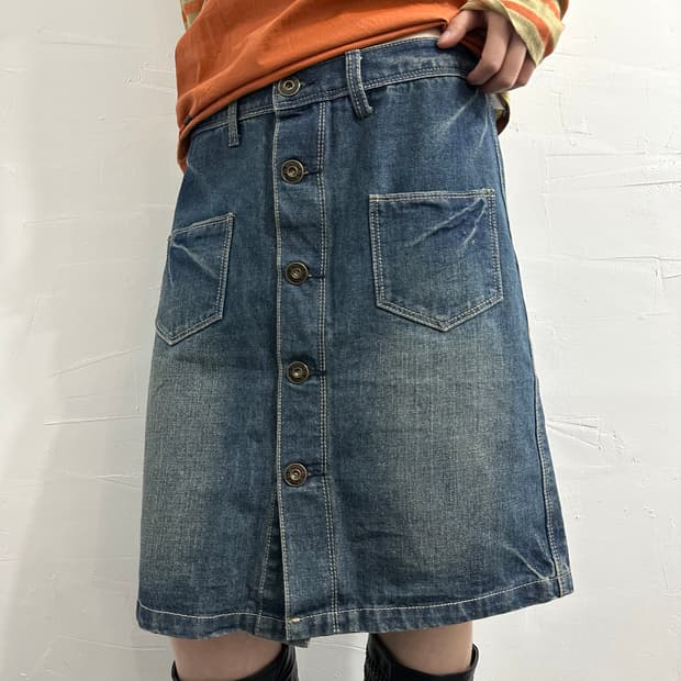 mili mili denim midi skirt