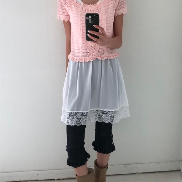 일본빈티지 리즈리사 프릴 레이스 반팔
