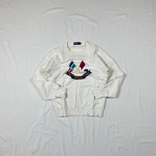 80‘s 88년도 폴로랄프로렌 크로스플래그 빅로고 맨투맨