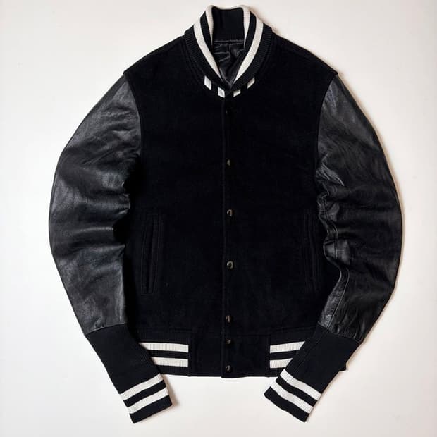 플레인바닐라 캐시미어 소가죽 바시티 자켓 PN9213