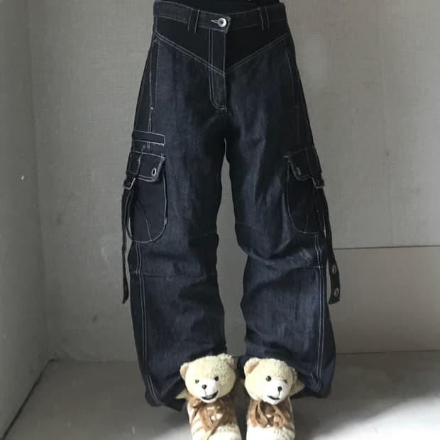 빈티지 스트랩디테일 데님 카고팬츠