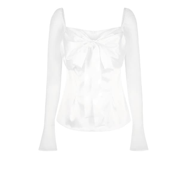 힐다 실키 스완 블라우스 화이트