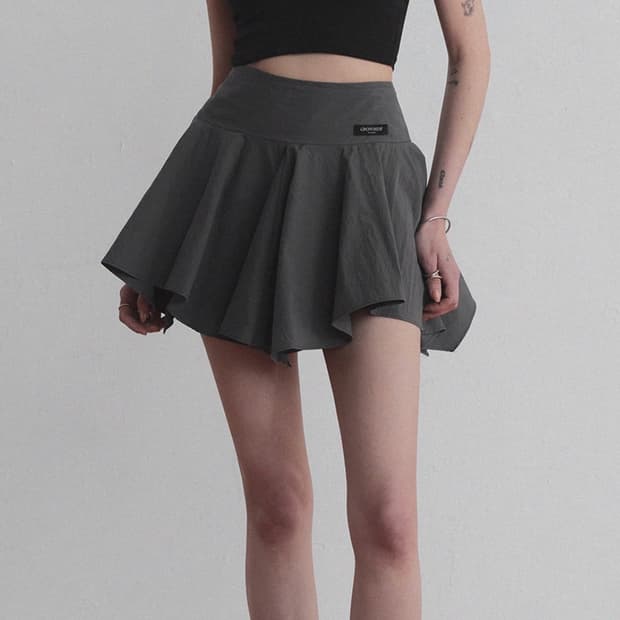 트위 베잉 언발 미니 스커트 챠콜