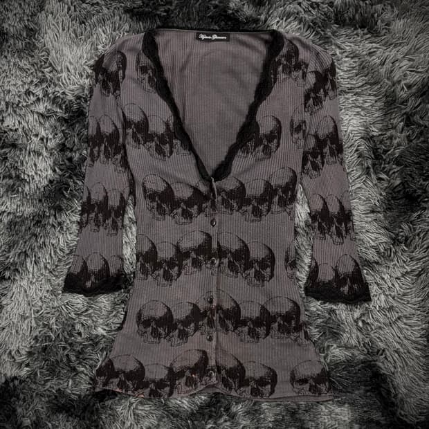 Hysteric Glamour 스컬 패턴 레이스업 가디건