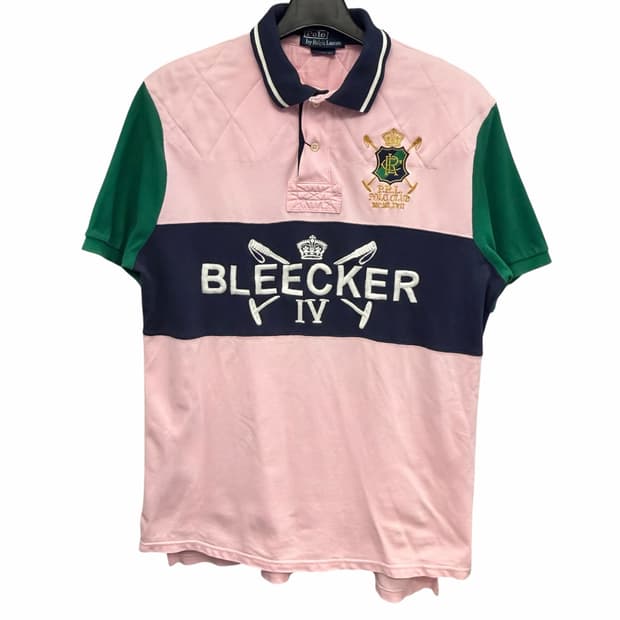 90s 폴로 랄프로렌 블리커 핑크 반팔 럭비셔츠 L