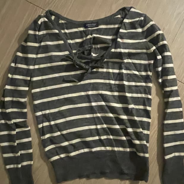 갸루 스트라이프 긴팔 가디건