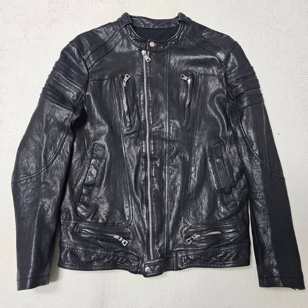 L 리얼레더 논카라 라이더 가죽 자켓