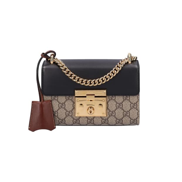 구찌 409487 패들락 스몰 GG 체인 숄더백 캔버스 레더