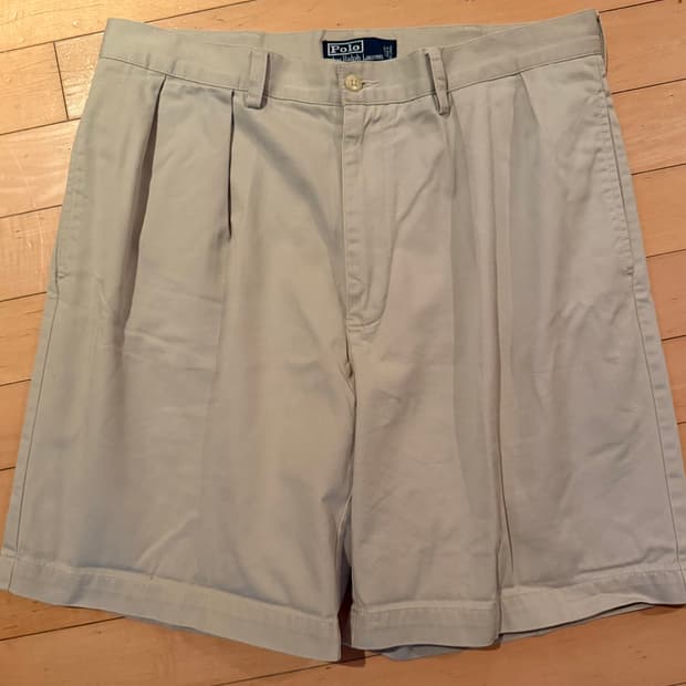 빈티지 폴로 베이지 투턱 반바지 타일러 쇼츠