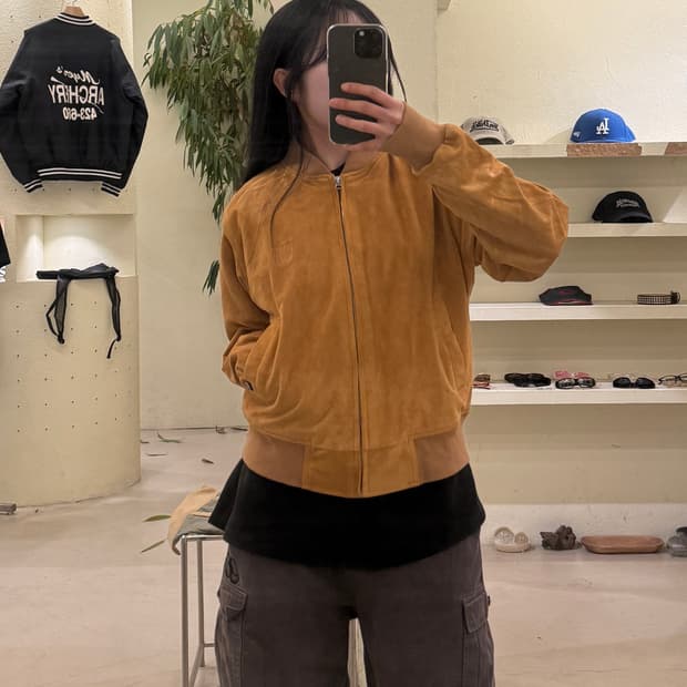 미스치프 스웨이드 봄버 자켓 