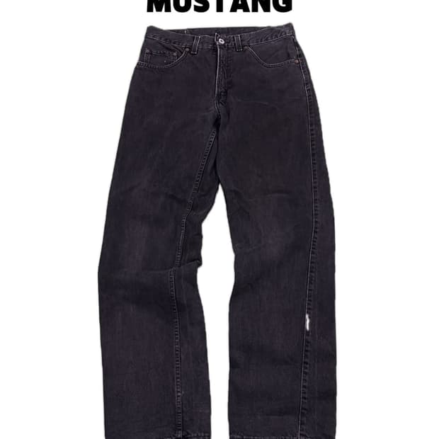 (33/34) 머스탱 올드스쿨 스트레이트핏 흑청 데님 팬츠