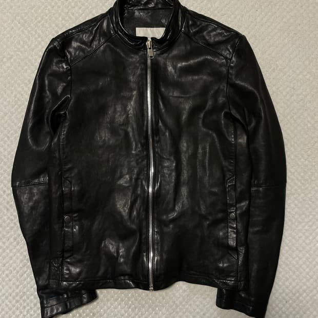 LIBER CLASSSY 웨스턴 무드 램스킨 양가죽 바이커 절개 레더 