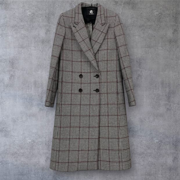  폴스미스 Paul Smith 클래식 더블 브레스티드 체크 롱 코트 38