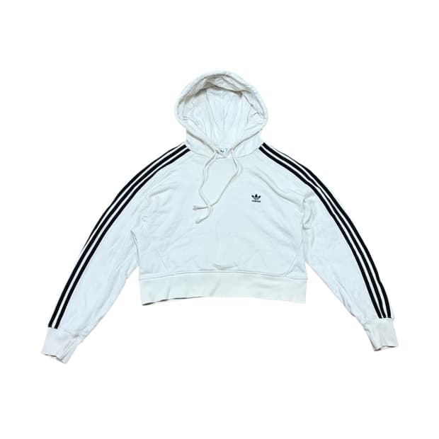 (W)아디다스 화이트 크롭 후드티