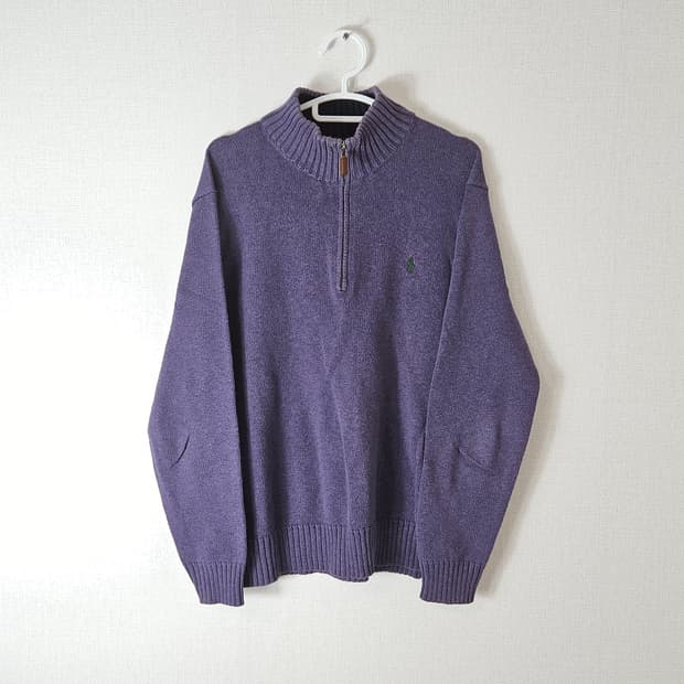 폴로 랄프로렌 퍼플 니트 하프집업 반집업 95