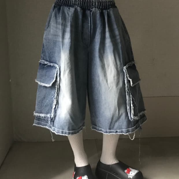 빅포켓 데님 버뮤다