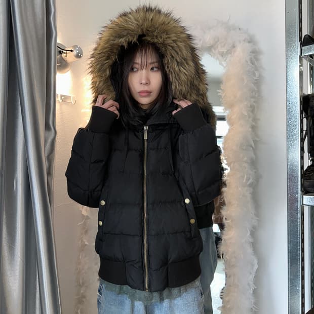 2000s 빈티지 마이클 코어스 퍼 크롭 패딩 코트