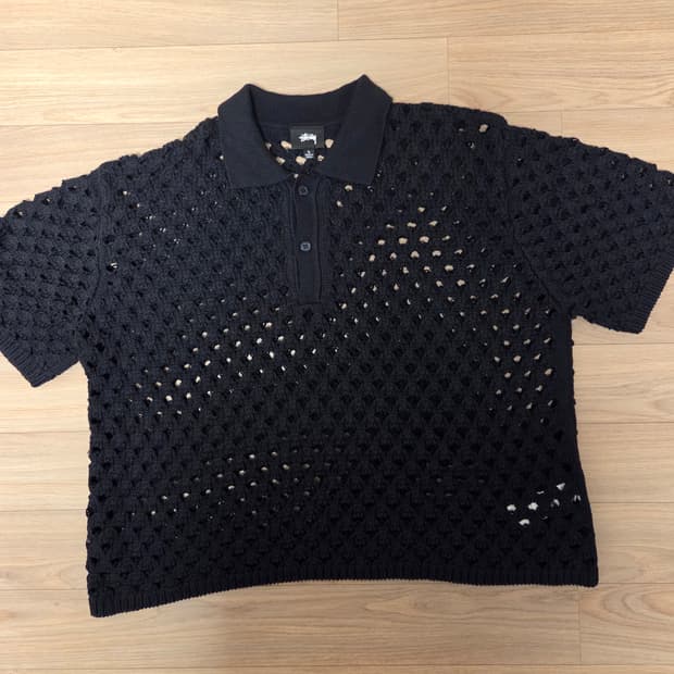 스투시 빅 메쉬 폴로 스웨터 L