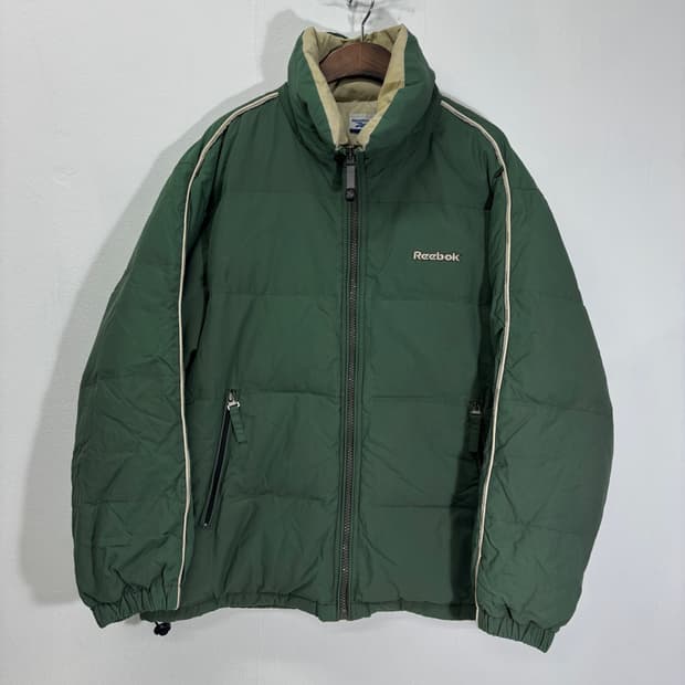 XL 리복 라이트그린 오버핏 밑단고무줄 덕다운 패딩점퍼