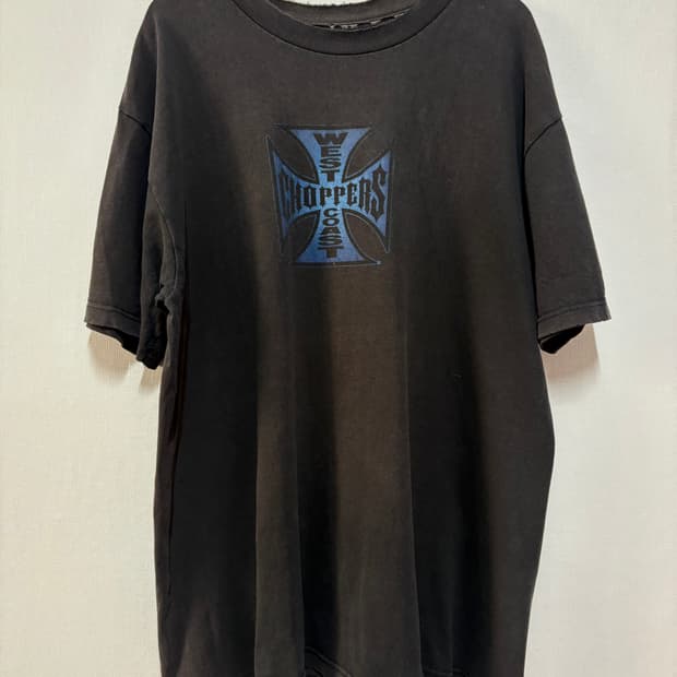 [L] West Coast Choppers 블루 크로스 반팔 티셔츠 