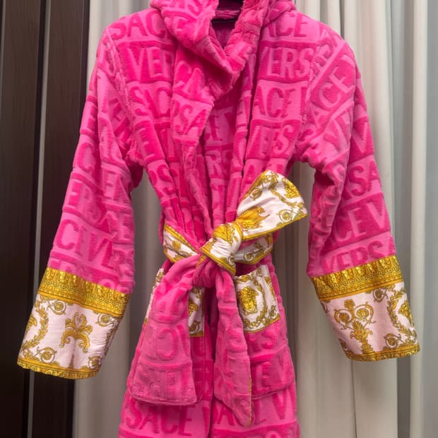 versace home bathrobe women short pink 