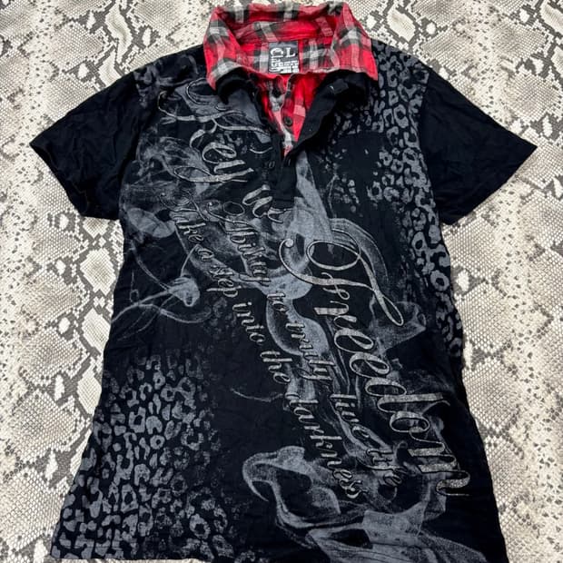 O0's Design Check Layered Leopard Tee