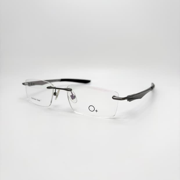 O+ EYEWEAR 매트 그레이 스퀘어 무테