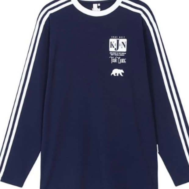 Kijun 기준 풋볼 롱슬리브 네이비 M