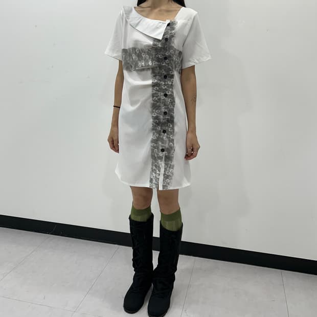 Lace button shirring ops