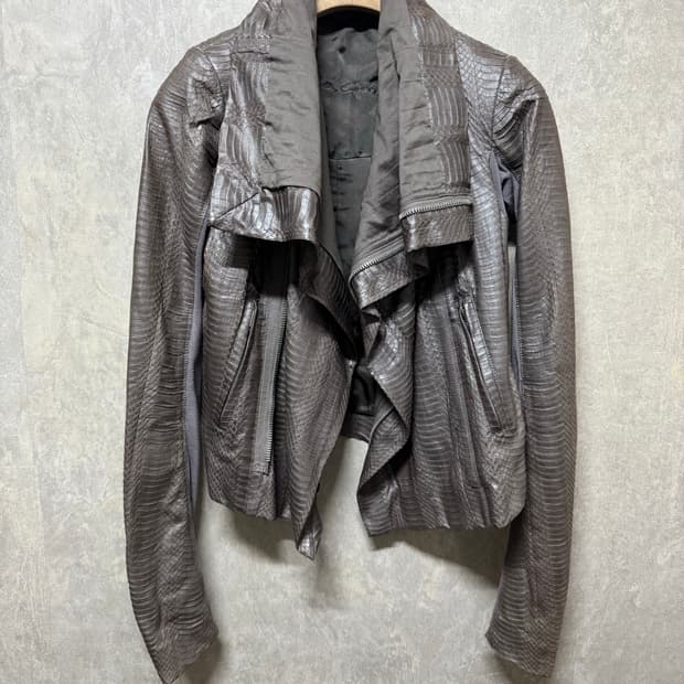 40 / Rick Owens 나스카 파이톤 스네이크 레더 자켓