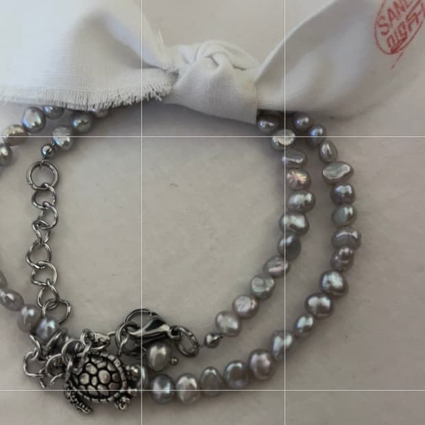 Vintage 거북이 팬던트 다크 실버 진주 네크리스 목걸이
