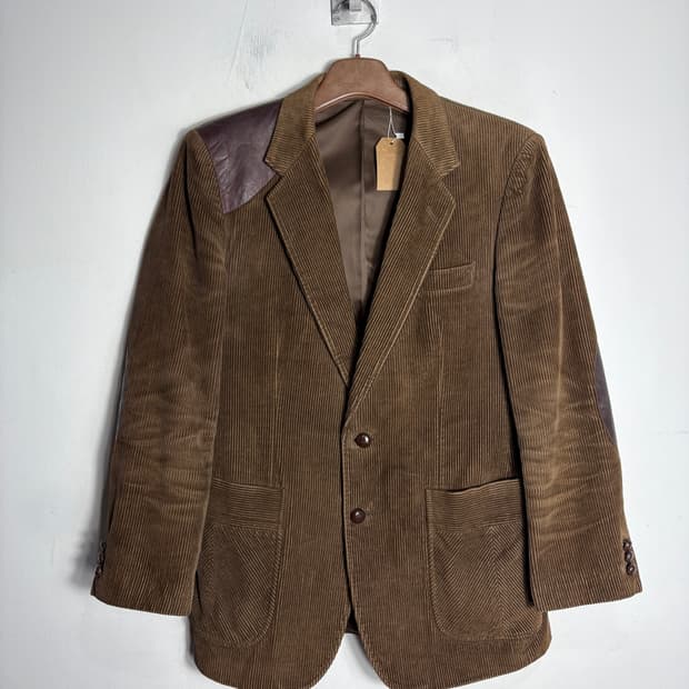 맥그리거 가죽 엘보  패치 코듀로이 자켓