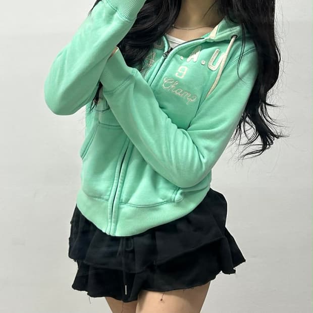 후아유 y2k 러블리힙 스웻 걸즈 후드집업 희귀져지(M)